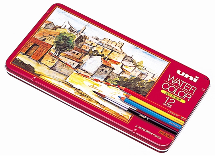 日本UNI三菱WATER COLOR美術水彩色鉛筆UWC12C水性鉛筆(12色水溶性含2種調性,附水彩 筆x1)兒童彩繪畫筆|原子筆/奇異筆/鋼筆|ETMall東森購物網
