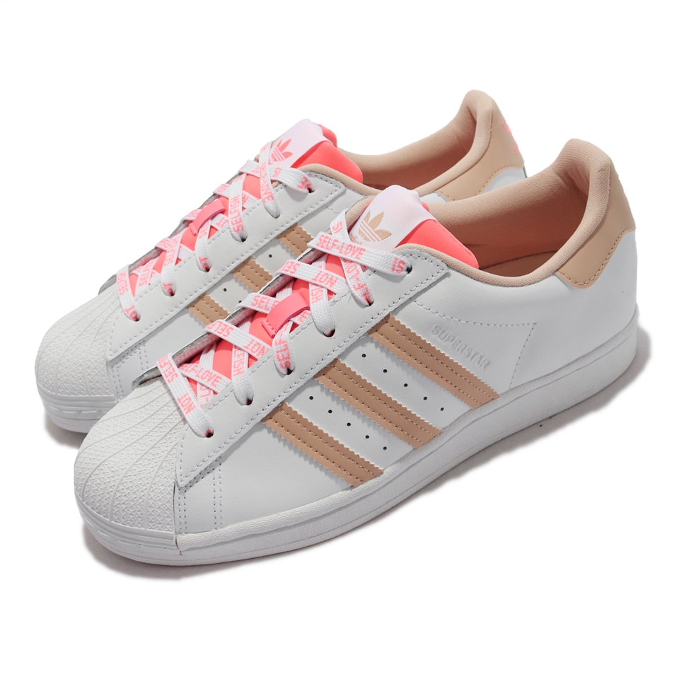 adidas 休閒鞋Superstar W 運動女鞋愛迪達經典款貝殼頭球鞋穿搭白粉