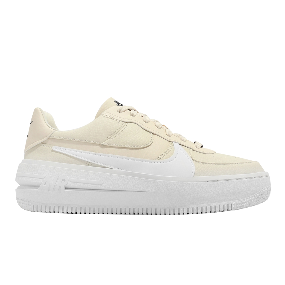 Nike 休閒鞋AF1 Air Force 1 PLT AF ORM 女鞋奶油黃厚底皮革經典鞋