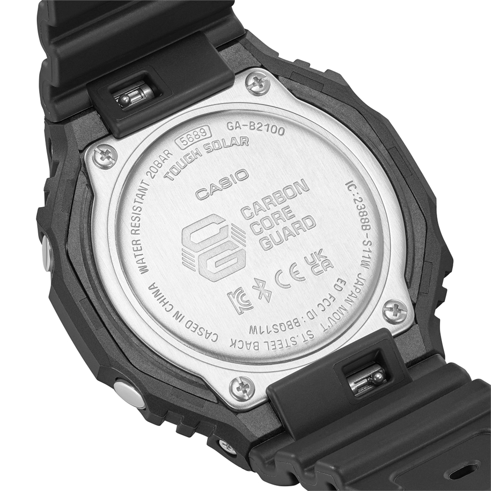 CASIO G-SHOCK 太陽能x藍牙連線農家橡樹雙顯腕錶-黑GA-B2100-1A|預購錶 