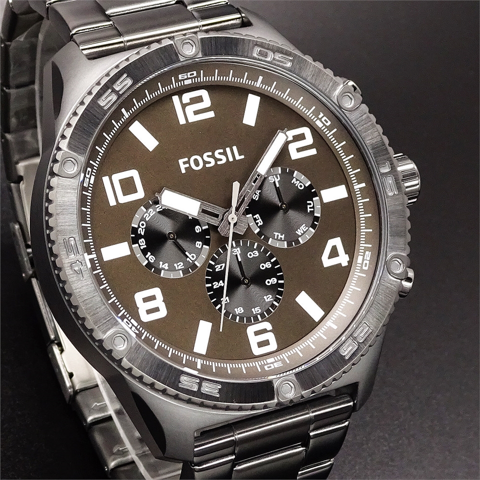 FOSSIL 美國最受歡迎頂尖運動時尚超霸三眼流行腕錶-灰綠-BQ2533