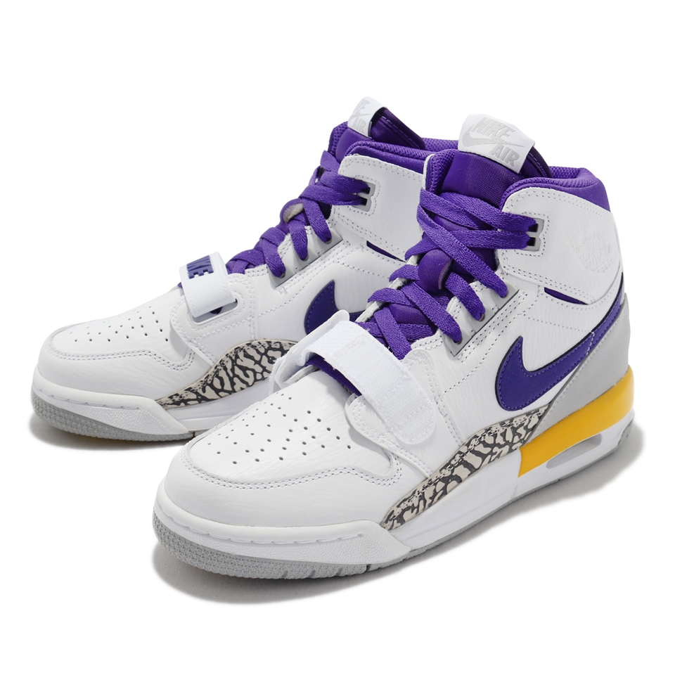 Nike 休閒鞋Air Jordan Legacy 312 GS 大童女鞋湖人隊爆裂紋白紫