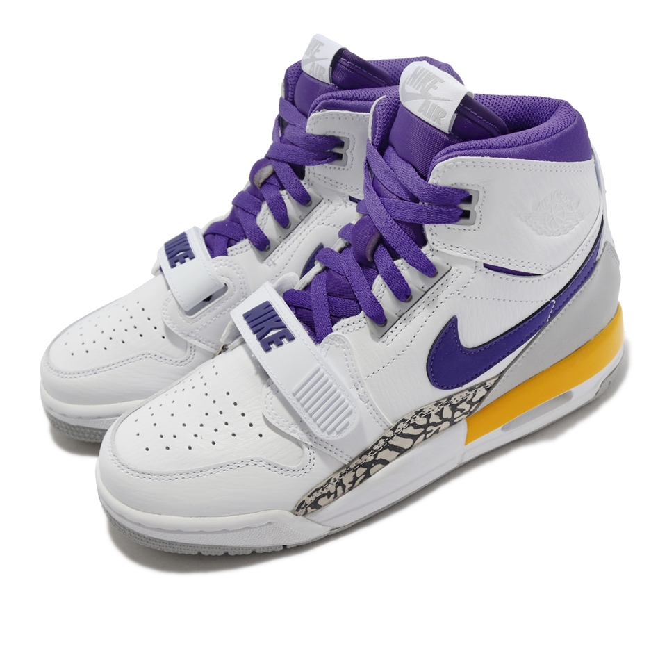 Nike 休閒鞋Air Jordan Legacy 312 GS 大童女鞋湖人隊爆裂紋白紫AT4040