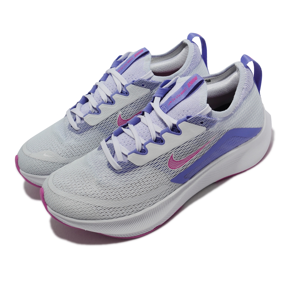Nike 慢跑鞋W Zoom Fly 4 氣墊女鞋跑鞋運動灰粉CT2401-003 [ACS