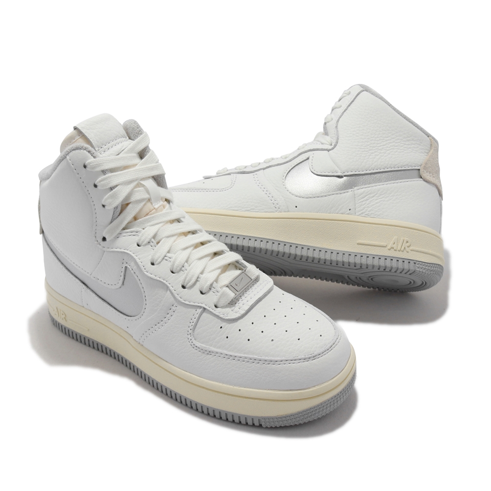 Nike 休閒鞋W AF1 Sculpt 女鞋復古高筒白銀奶油底DC3590-101 [ACS 跨