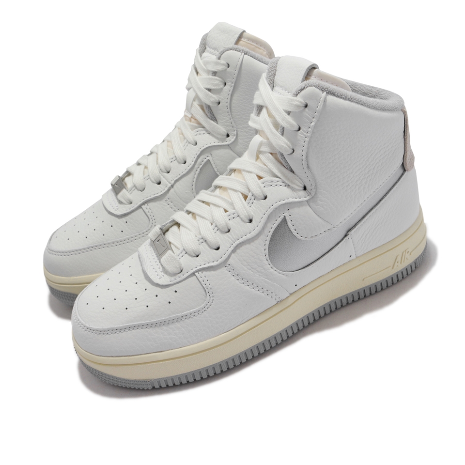 Nike 休閒鞋W AF1 Sculpt 女鞋復古高筒白銀奶油底DC3590-101 [ACS 跨