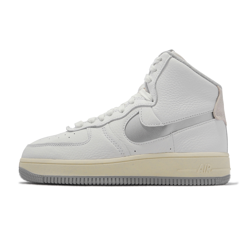 Nike 休閒鞋W AF1 Sculpt 女鞋復古高筒白銀奶油底DC3590-101 [ACS 跨