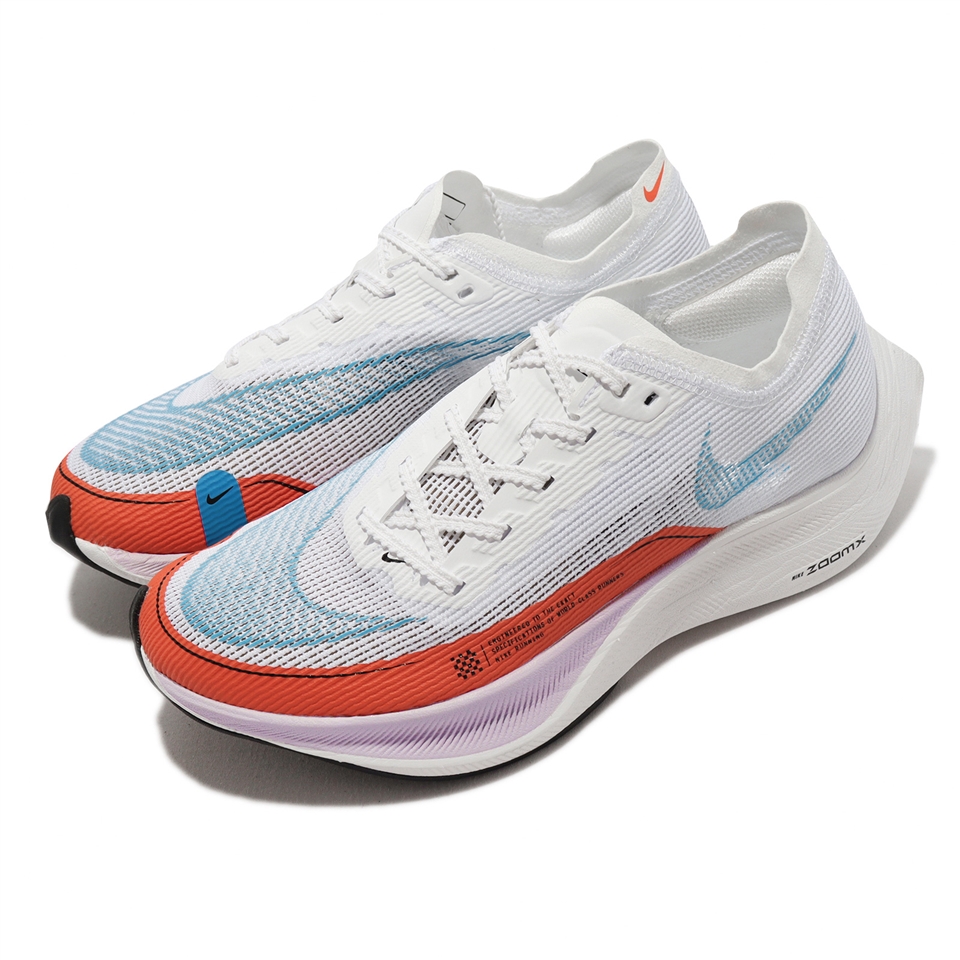 Nike 競速跑鞋Wmns ZoomX Vaporfly Next% 2 女鞋白橘藍回彈碳板