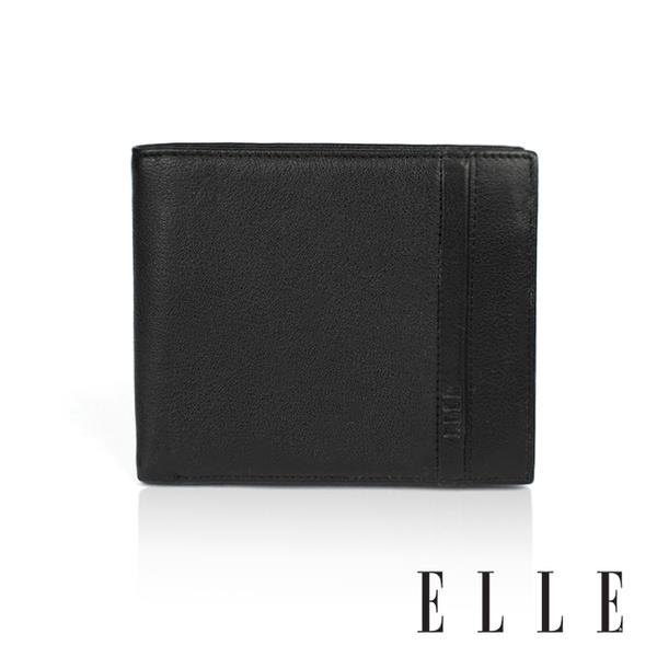 【ELLE HOMME】ELLE簡約 3卡1窗格 短夾/皮夾/男夾(黑色)