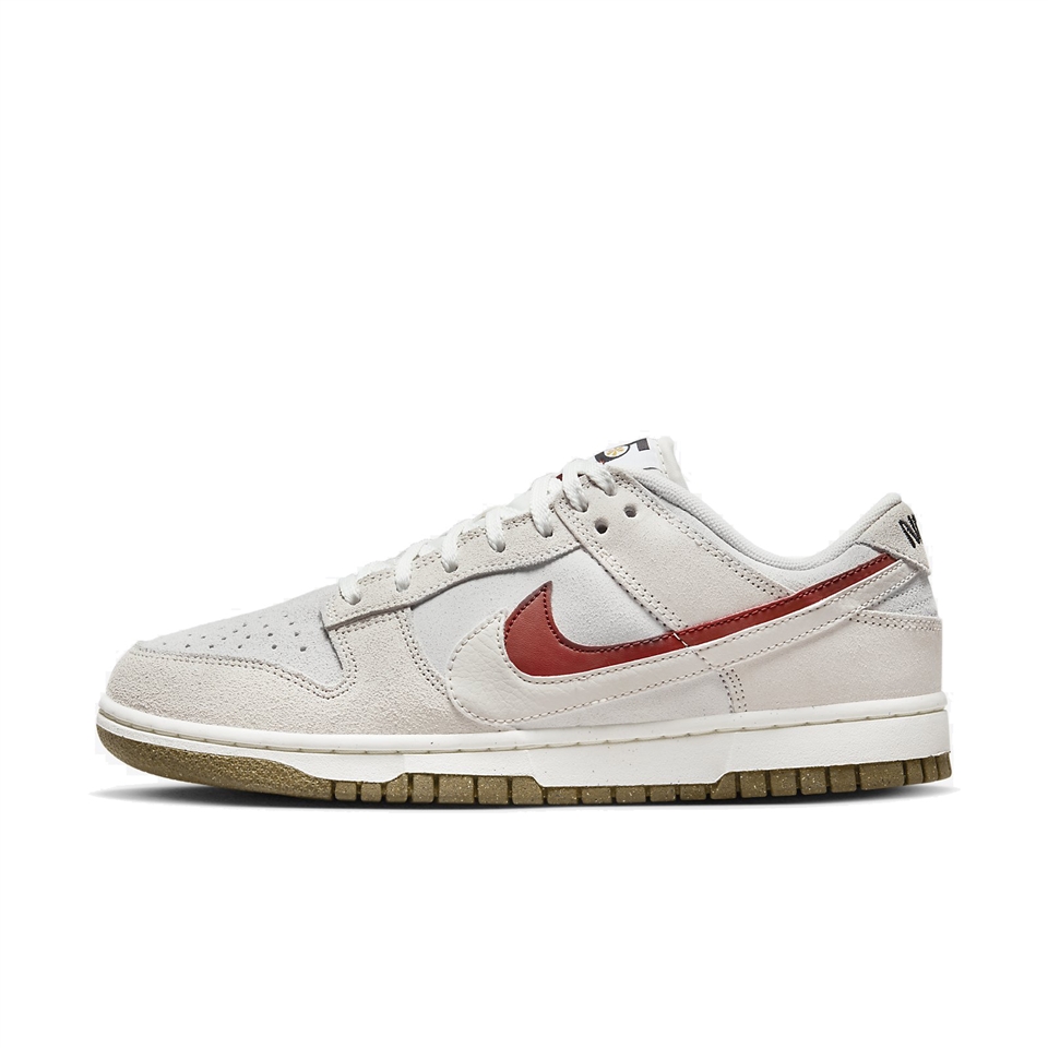 Nike 休閒鞋Wmns Dunk Low SE 85 海鹽白米白紅雙勾解構女鞋麂皮DO9457