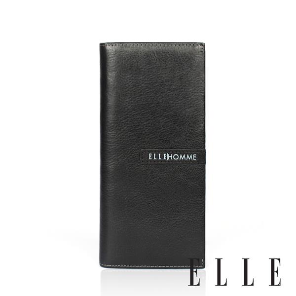背包族【ELLE HOMME】ELLE時尚真皮長夾(有拉鍊層) 皮夾/男夾(黑色)