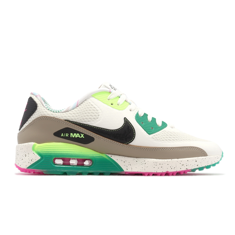 Nike 高爾夫球鞋Air Max 90 Golf NRG 男女鞋白綠桃紅花氣墊緩震運動鞋