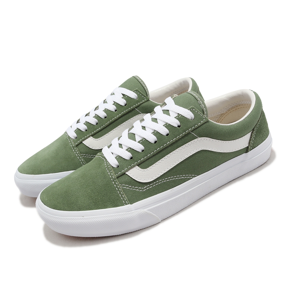 Vans 休閒鞋V36CF Bloom Old Skool 男女鞋抹茶綠森林綠白麂皮情侶鞋