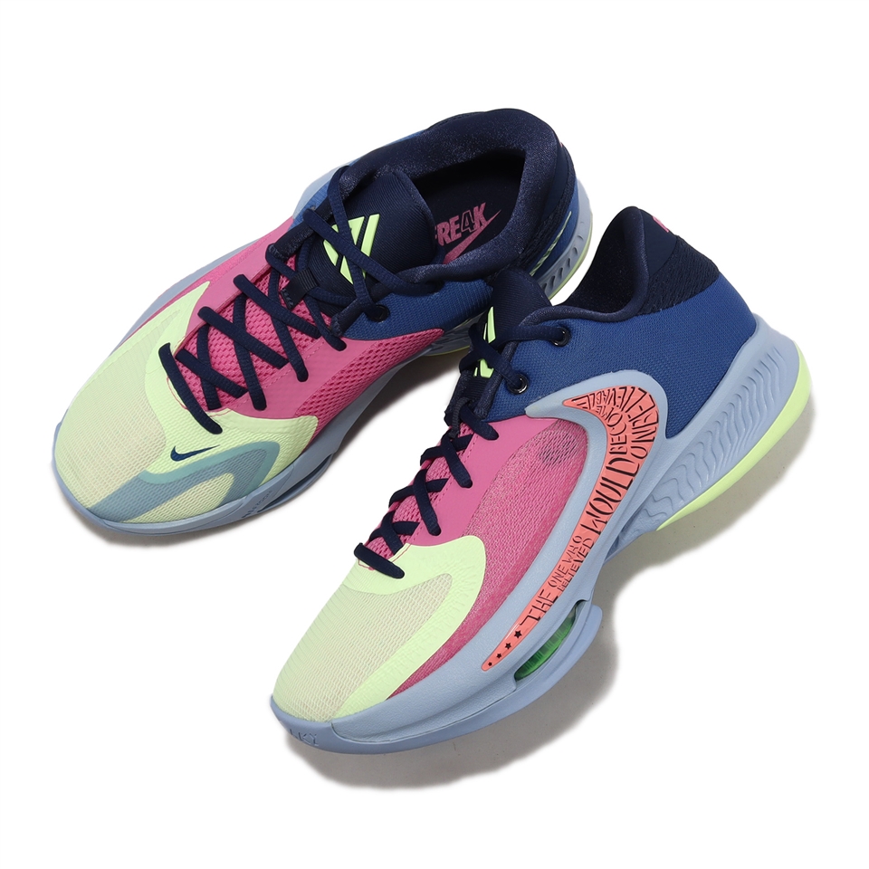 Nike 籃球鞋Zoom Freak 4 EP 深藍紫紅黃字母哥希臘怪物氣墊男鞋DO9678 