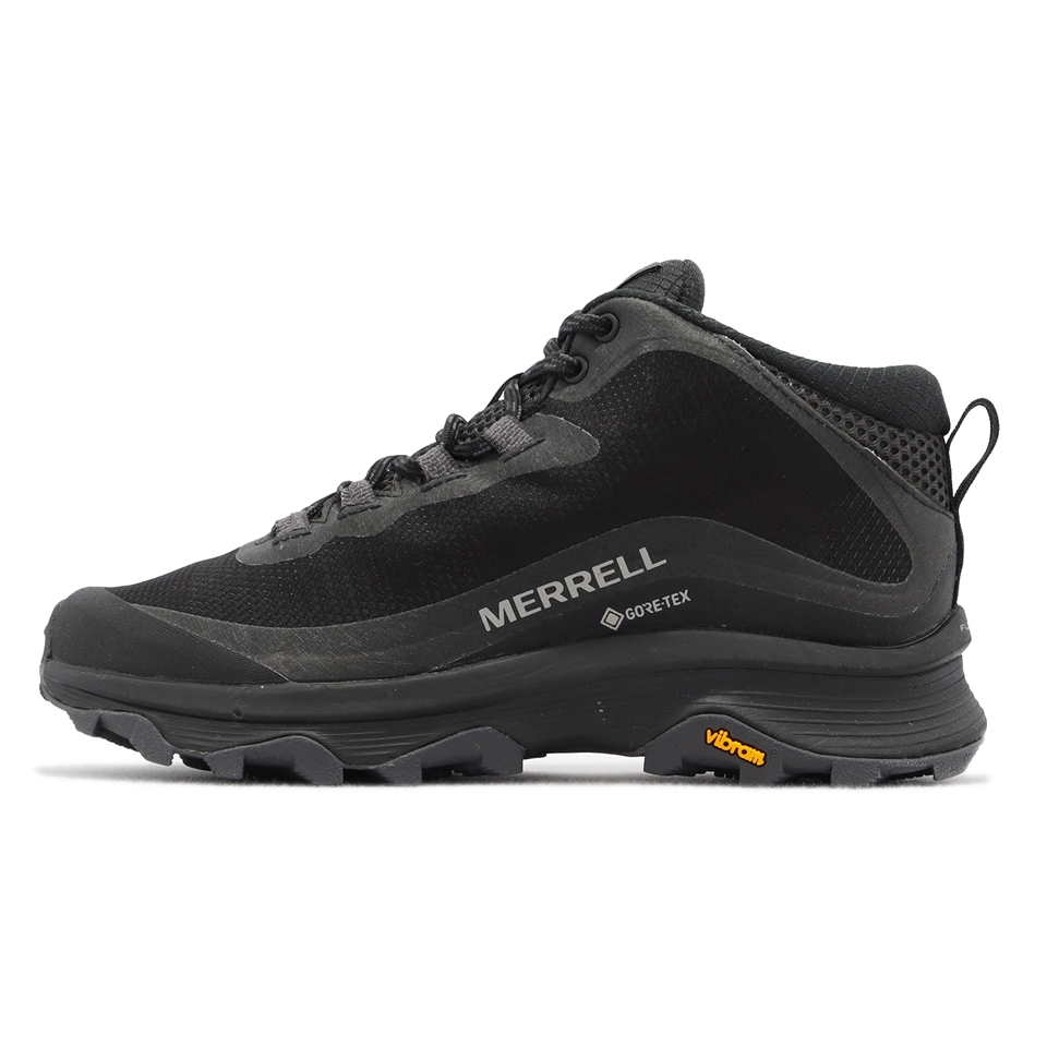 Merrell 戶外鞋Moab Speed Mid GTX 女鞋極致黑防水黃金大底反光登山鞋