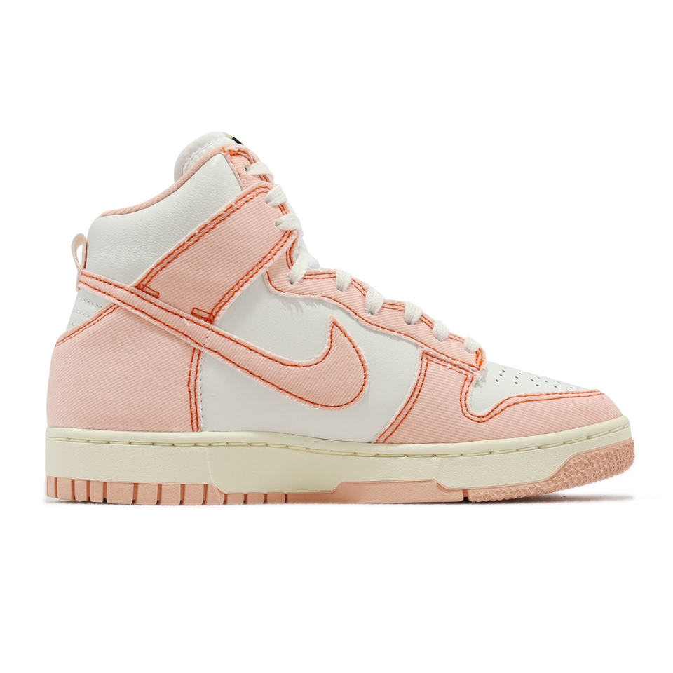 Nike 休閒鞋Wmns Dunk HI 1985 女鞋白粉紅帆布Arctic Orange 高筒