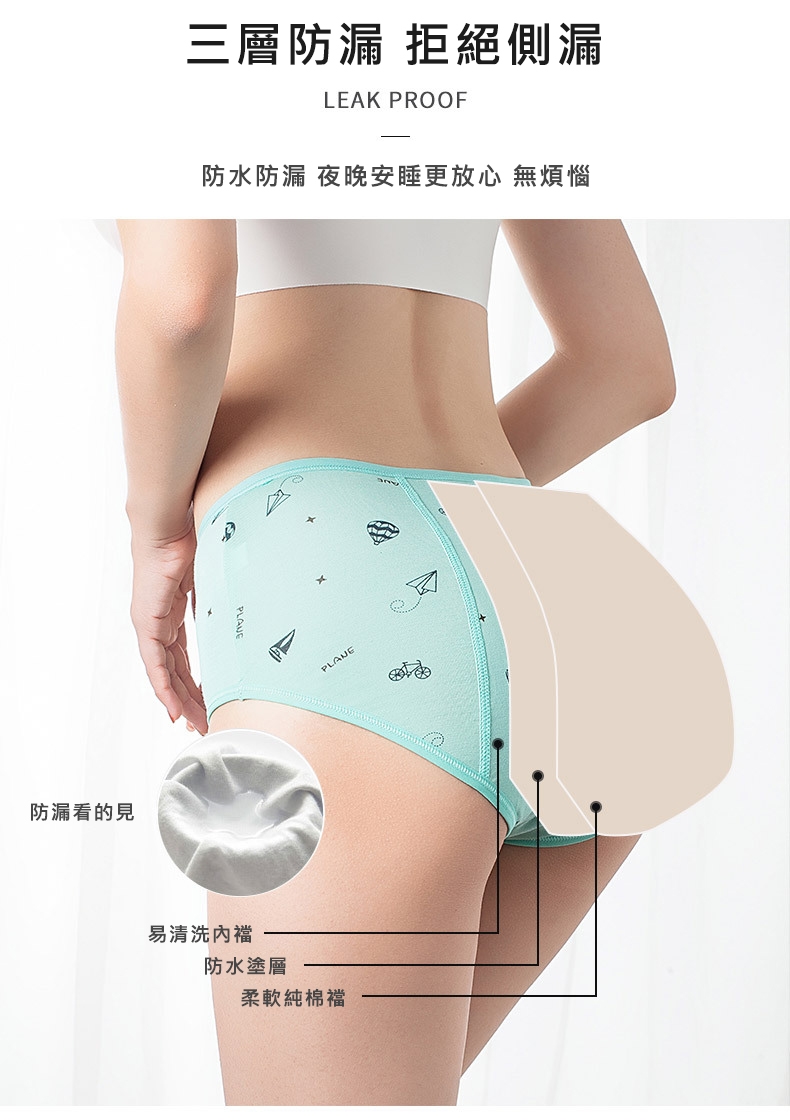 Period Menstrual Panties Reusable Washable Leak-Proof soft