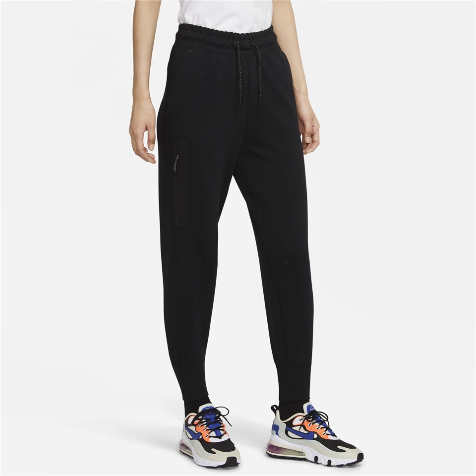 Nike 長褲NSW Phoenix 女款黑白刷毛抽繩高腰小開岔寬褲棉褲DQ5616-010, NIKE