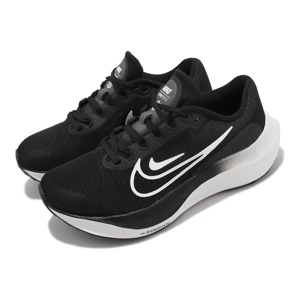 Nike 慢跑鞋Wmns Zoom Fly 5 女鞋黑白緩震厚底路跑運動鞋DM8974-001
