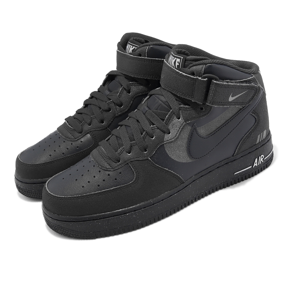 Nike 休閒鞋Air Force 1 Mid 07 LX 男鞋黑灰中筒經典AF1 復古魔鬼氈