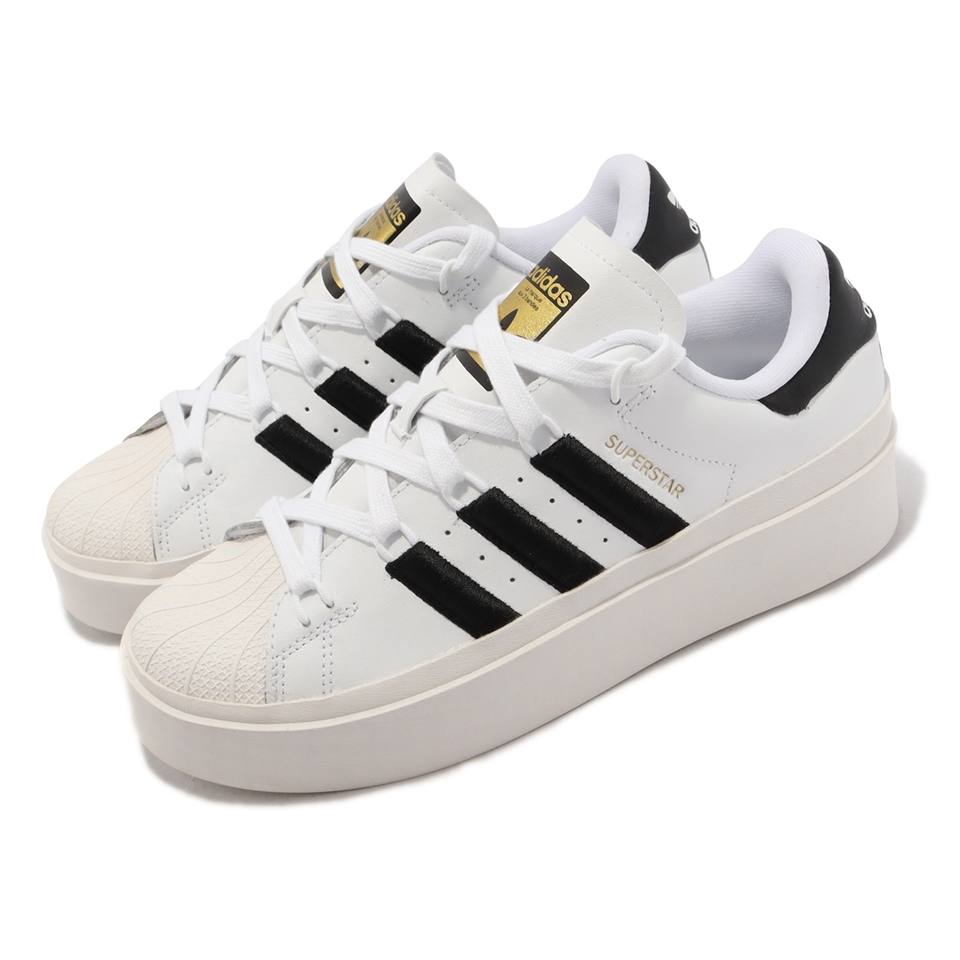 adidas 休閒鞋Superstar Bonega W 白黑女鞋厚底金標貝殼頭三葉草