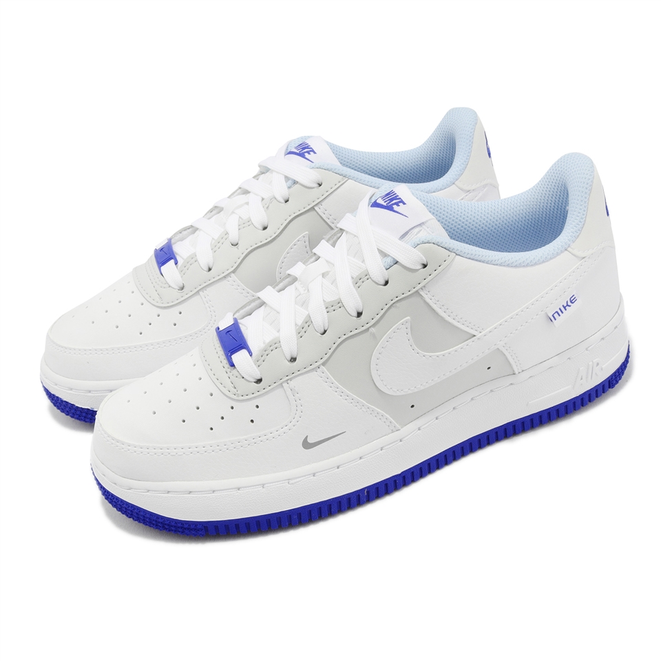 Nike 休閒鞋Air Force 1 LV8 GS 大童鞋女鞋白藍AF1 小勾側邊Logo