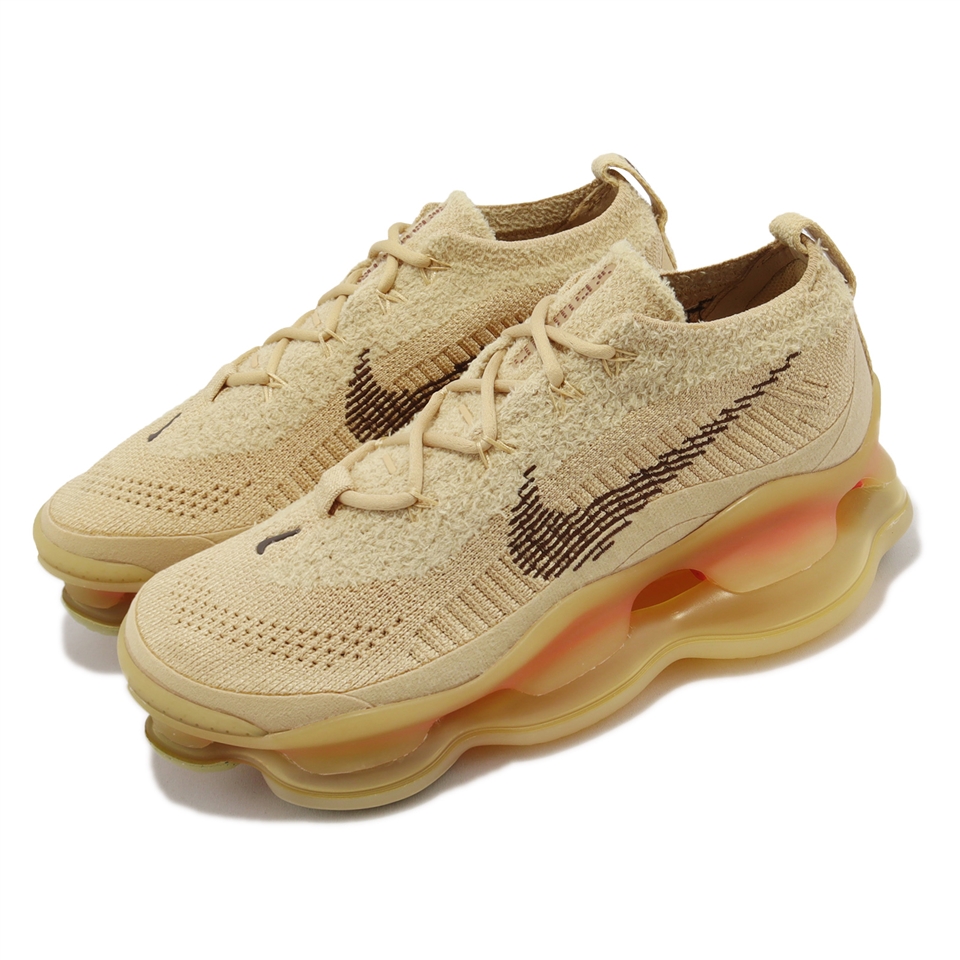 Nike 休閒鞋Wmns Air Max Scorpion FK 女鞋卡其大氣墊針織鞋面DJ4702