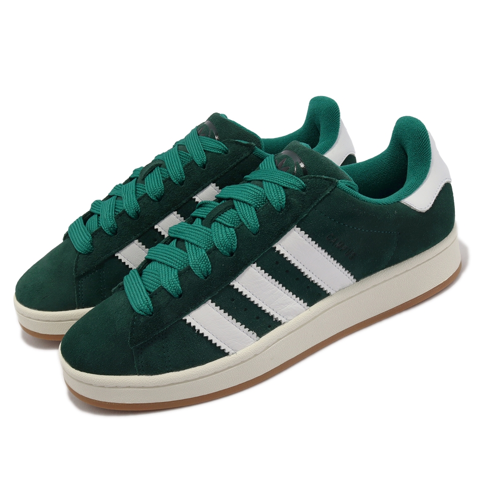 adidas 休閒鞋Campus 00s 綠白麂皮膠底愛迪達三葉草男鞋附鞋帶HR1467