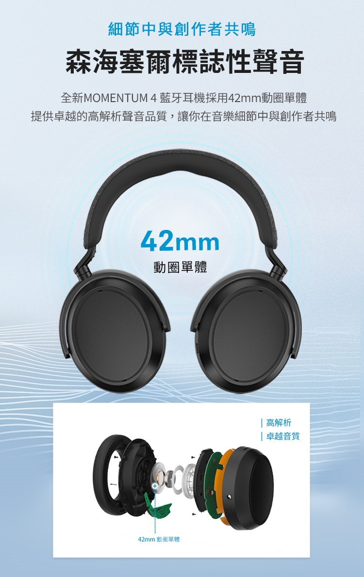 Sennheiser Momentum 4 Wireless 主動降噪耳罩式藍牙耳機|會員獨享好康