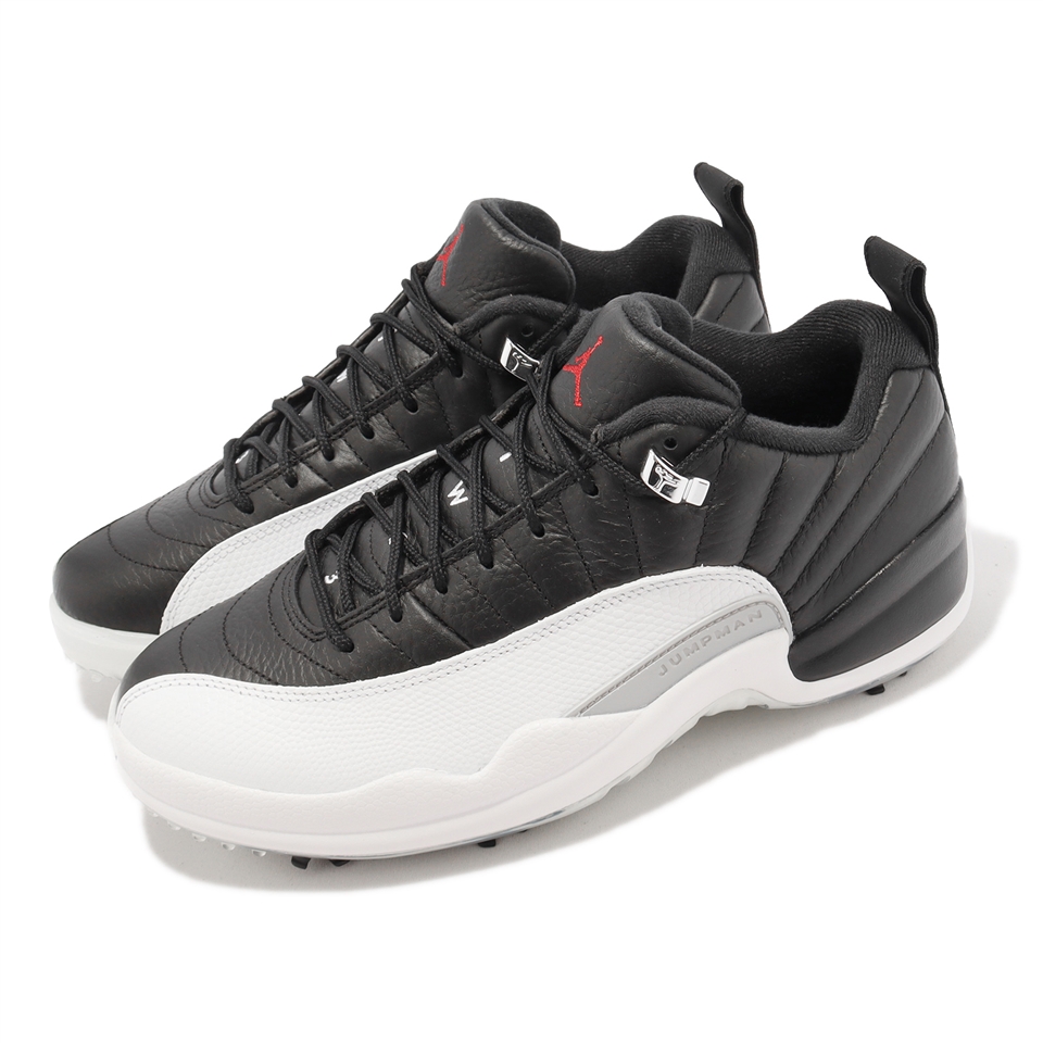 Nike 高爾夫球鞋Air Jordan XII Low 男鞋黑白高球Playoffs 12代AJ