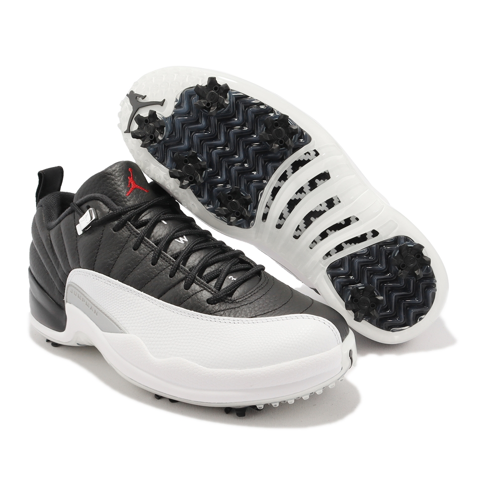 Nike 高爾夫球鞋Air Jordan XII Low 男鞋黑白高球Playoffs 12代AJ