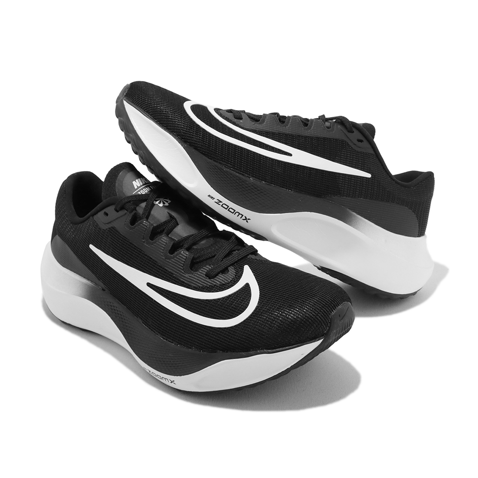 Nike 慢跑鞋Zoom Fly 5 男鞋黑白輕量回彈路跑馬拉松運動鞋DM8968-001