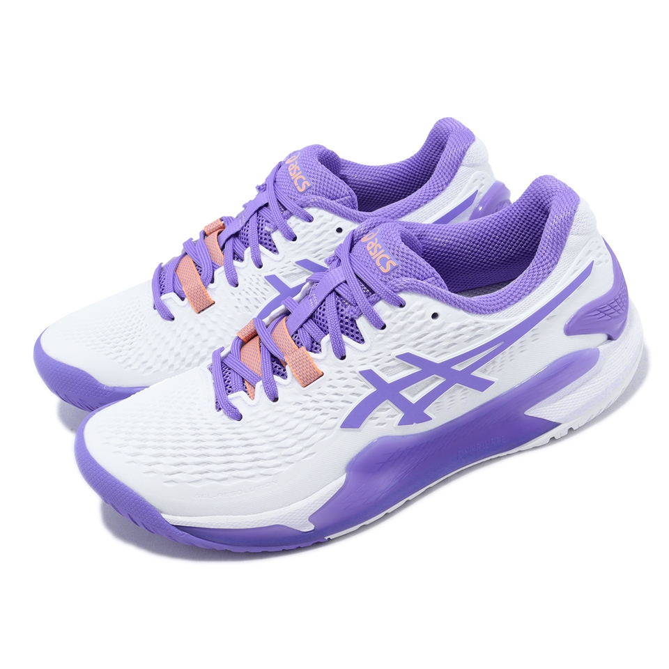 Asics 網球鞋GEL-Resolution 9 D 女鞋白紫寬楦穩定澳網配色運動鞋