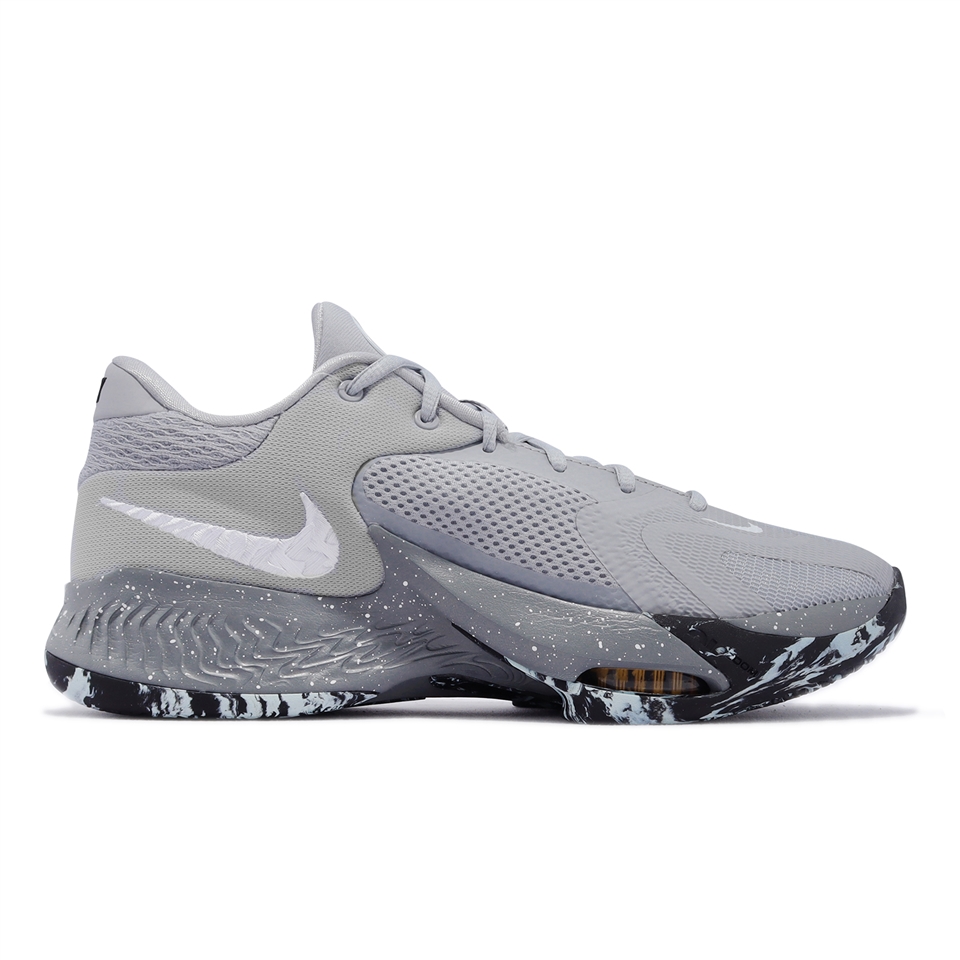 Nike 籃球鞋Zoom Freak 4 EP 男鞋灰白字母哥XDR 潑墨DJ6148-004