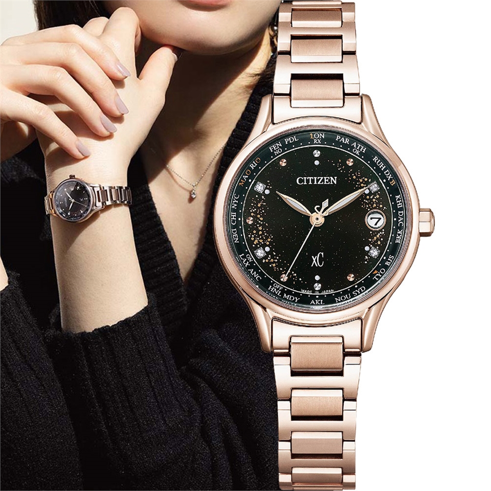 CITIZEN 星辰xC 電波時計30週年限定真鑽光動能鈦電波女錶(EC1166-74E