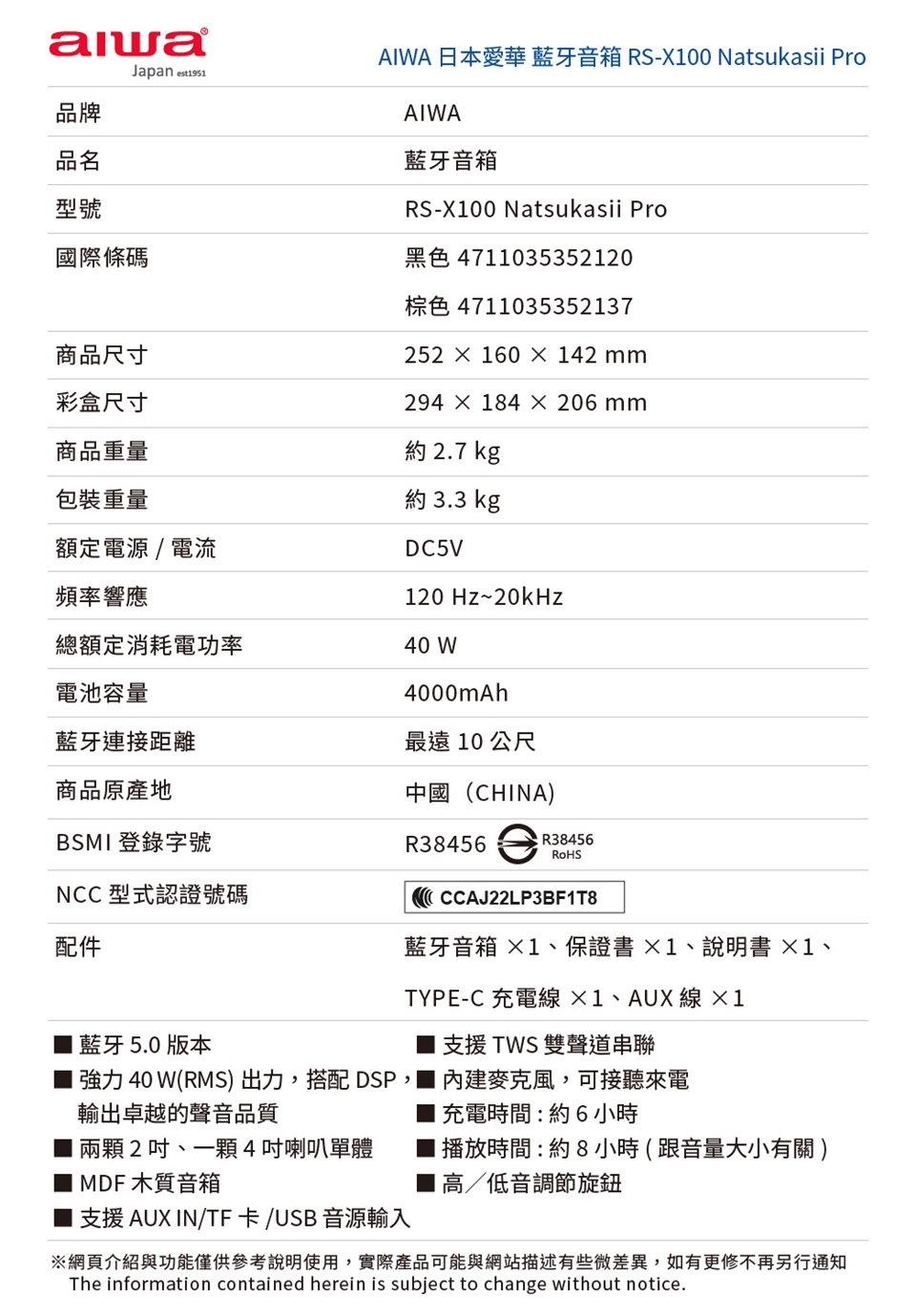 AIWA愛華 RS-X100 - 詳情10