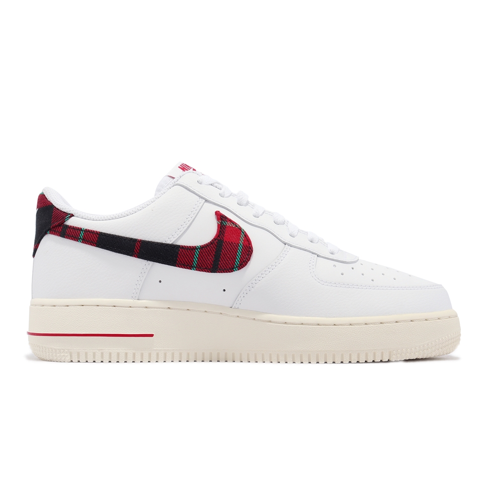 Nike 休閒鞋Air Force 1 07 LV8 白紅格紋男鞋AF1 奶油底仿舊DV0789-100