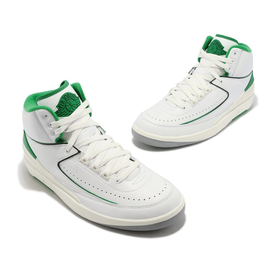 Nike 休閒鞋Air Jordan 2 Retro 男鞋白幸運綠AJ2 皮革經典款高筒DR8884