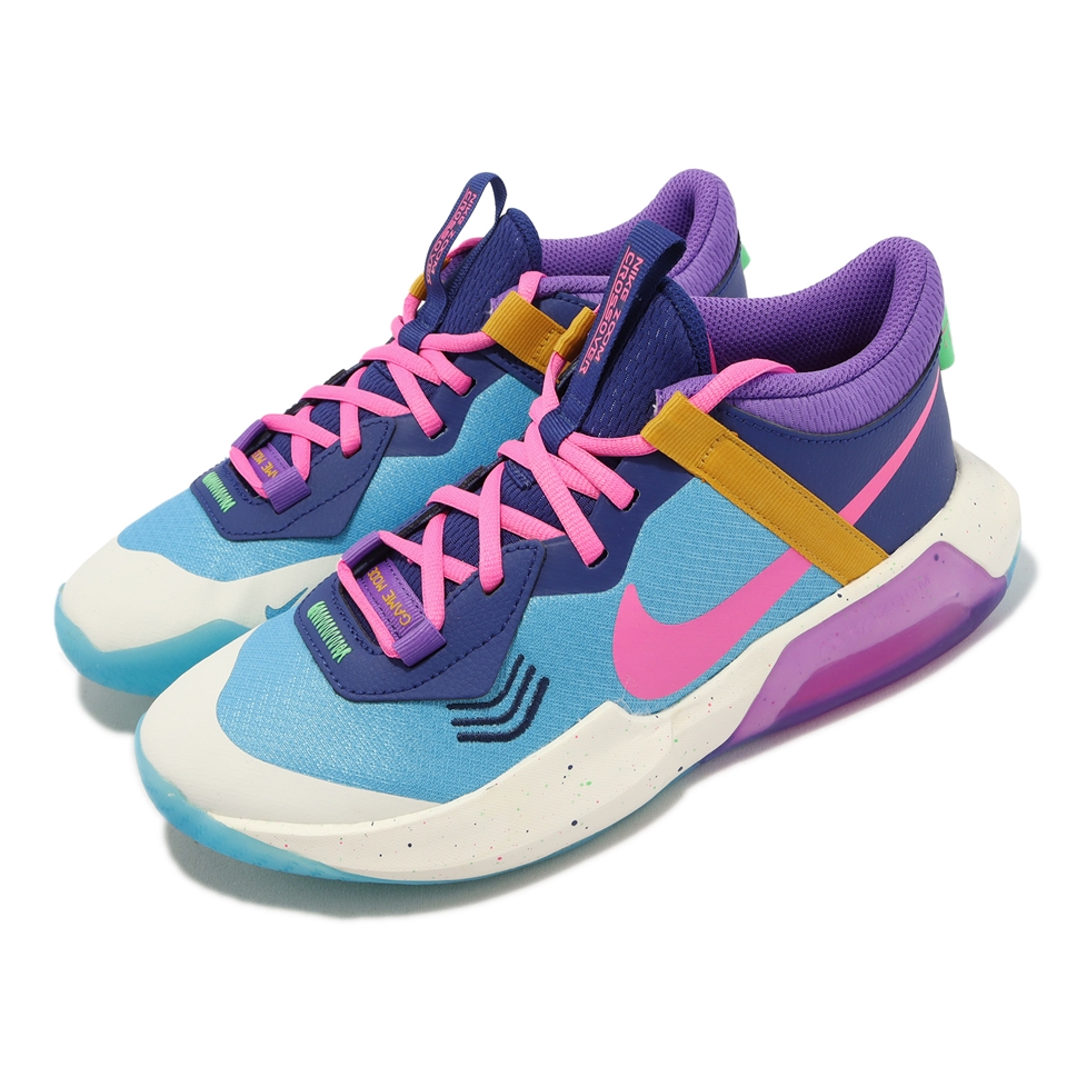 Nike 籃球鞋Air Zoom Crossover GS 大童鞋女鞋藍粉紅拼接氣墊緩震運動