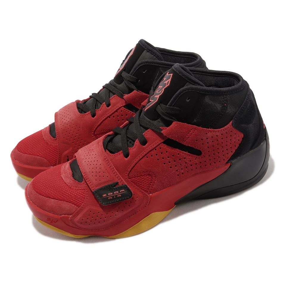 Nike 籃球鞋Jordan Zion 2 PF 男鞋紅黑氣墊魔鬼氈支撐緩震中筒運動鞋胖