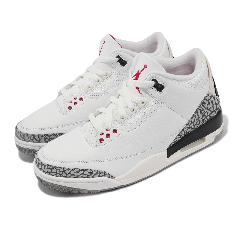 Nike 休閒鞋Air Jordan 3 Retro 男鞋白紅白水泥爆裂紋復刻OG 老屁股