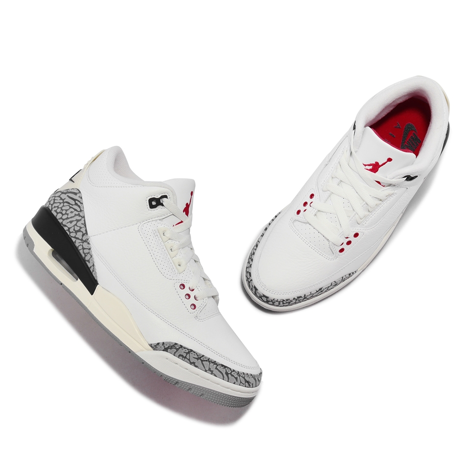 Nike 休閒鞋Air Jordan 3 Retro 男鞋白紅白水泥爆裂紋復刻OG 老屁股