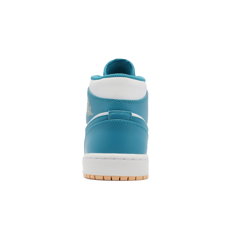 Nike 休閒鞋Air Jordan 1 Mid 男鞋藍白中筒Aquatone 黃底AJ1 喬丹