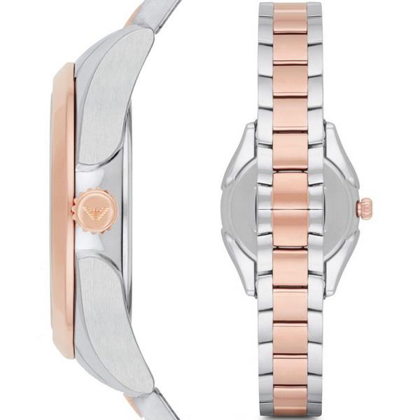 【台南 時代鐘錶 Emporio Armani】亞曼尼 AR11029 都會簡約 鋼錶帶女錶 白/玫瑰金 32mm 公司貨