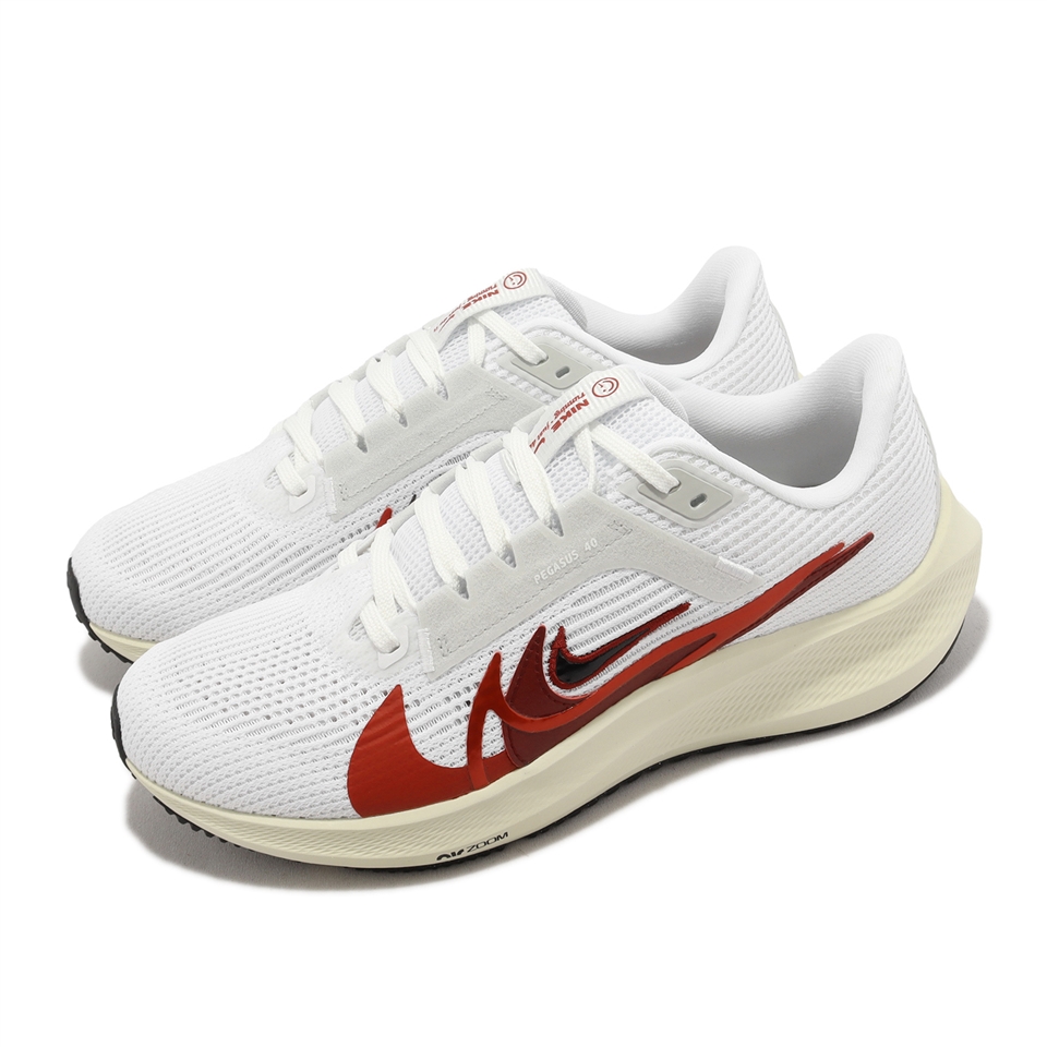 Nike 慢跑鞋Wmns Air Zoom Pegasus 40 PRM ANY 女鞋白紅氣墊針織FB7703