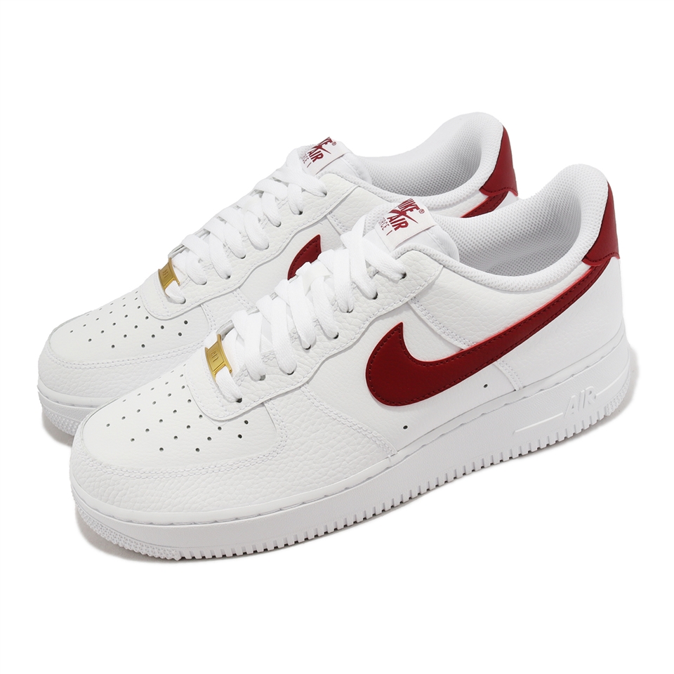 Nike 休閒鞋Air Force 1 07 男鞋女鞋白紅皮革AF1 CZ0326-100