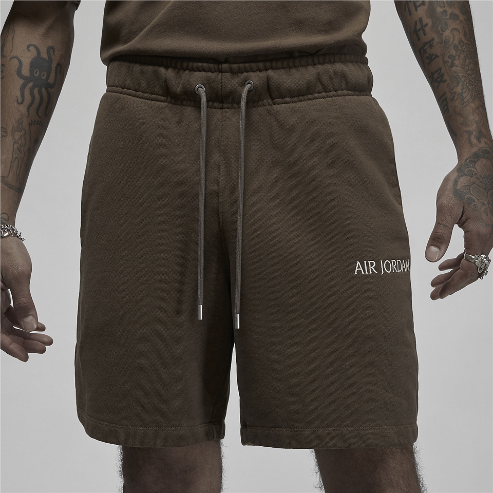 Nike 短褲Air Jordan Wordmark Fleece Shorts 男款棕喬丹棉褲抽繩