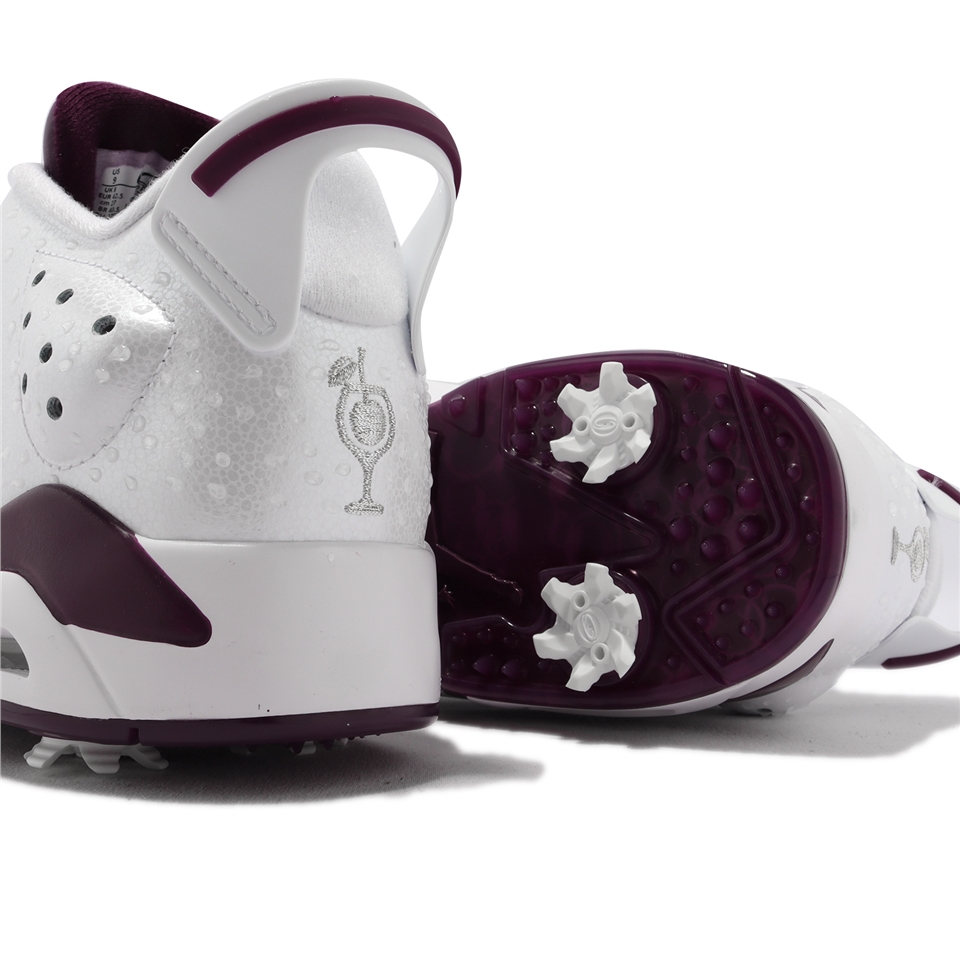 Nike 高爾夫球鞋Jordan Retro 6 Golf NRG M23 男鞋白紫防潑水鞋釘氣墊