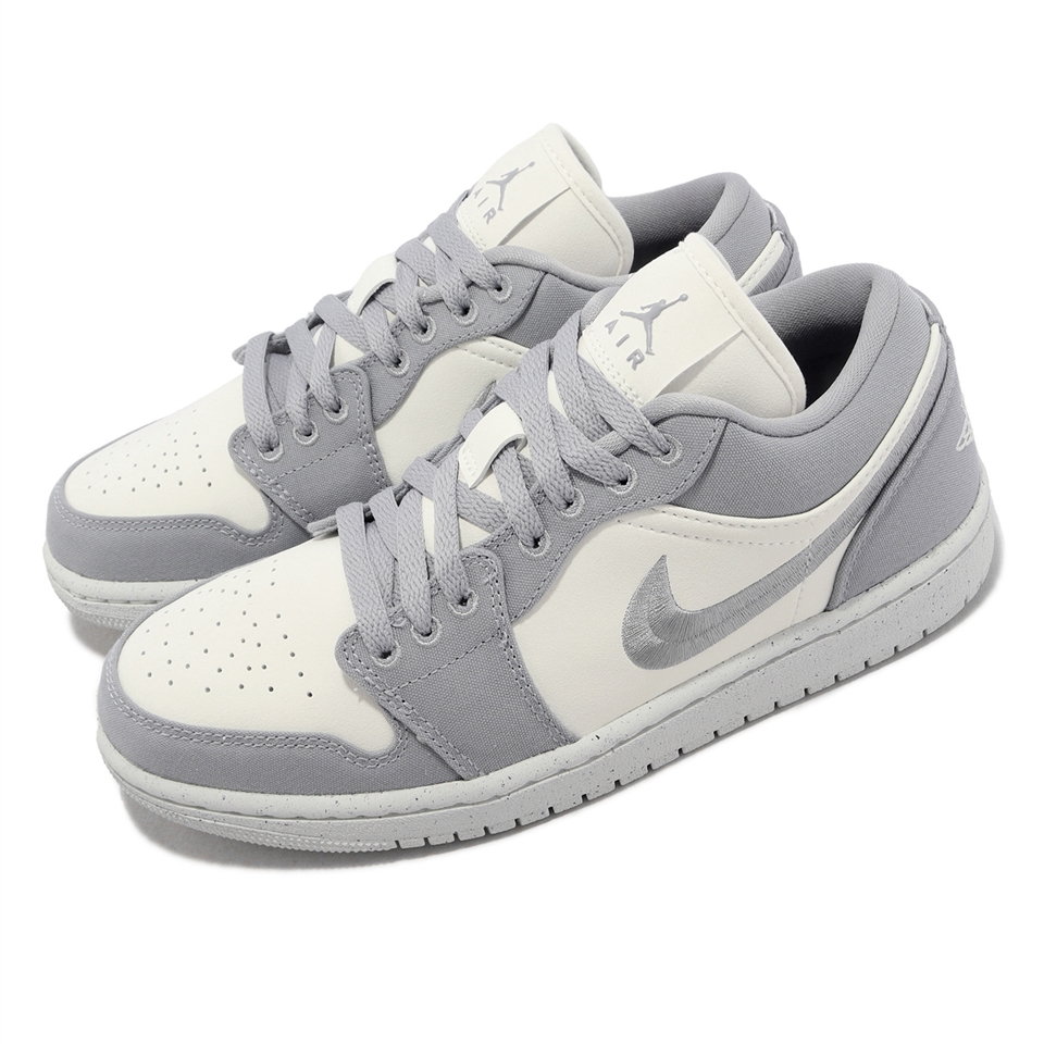 Nike Wmns Air Jordan 1 Low SE 女鞋鋼灰白帆布刺繡AJ1 DV0426-012