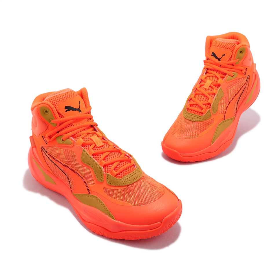 Puma 籃球鞋Playmaker Pro Mid Laser 男鞋橘高筒緩衝運動鞋37832701